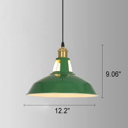 Industrial Vintage Green Iron Dome Cone 1-Light Pendant Light