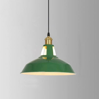 Industrial Vintage Green Iron Dome Cone 1-Light Pendant Light