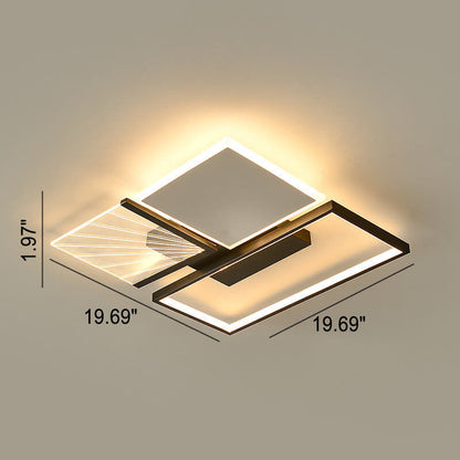 Modern Minimalist Geometric Shapes Black White Iron LED Flush Mount Light