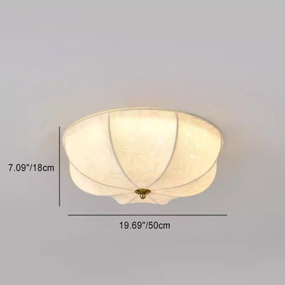 Traditional French Iron Fabric Round 3/4/5 Light Flush Mount Ceiling Light For Bedroom