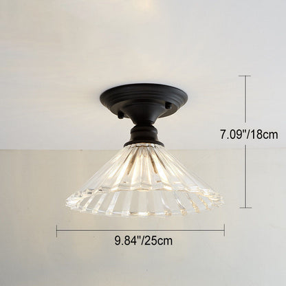Nordic Vintage Glass Floral Round Geometry 1-Light Semi-Flush Mount Ceiling Light