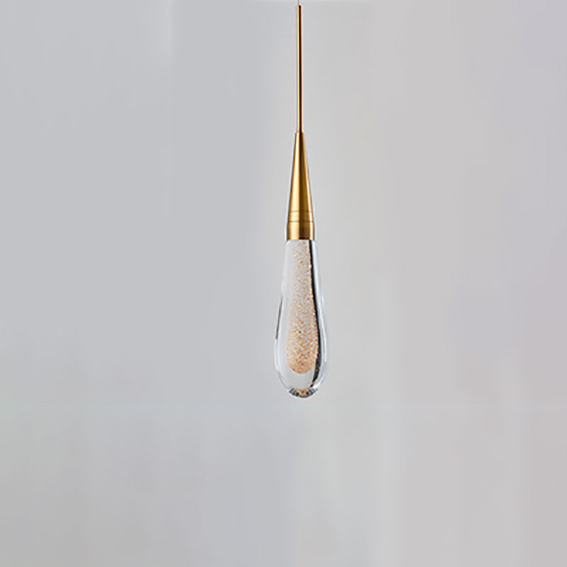Modern Simplicity Iron Aluminum Crystal Drop Meteor Shower LED Pendant Light For Dining Room