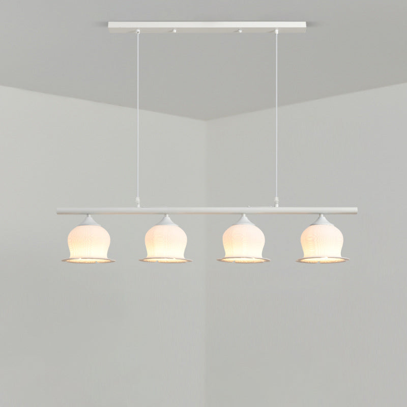 Modern Art Deco PLA Bell Orchid Flower Shade Iron 3/4/5-Light Island Light Chandelier For Dining Room