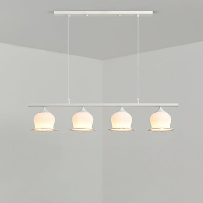 Modern Art Deco PLA Bell Orchid Flower Shade Iron 3/4/5-Light Island Light Chandelier For Dining Room