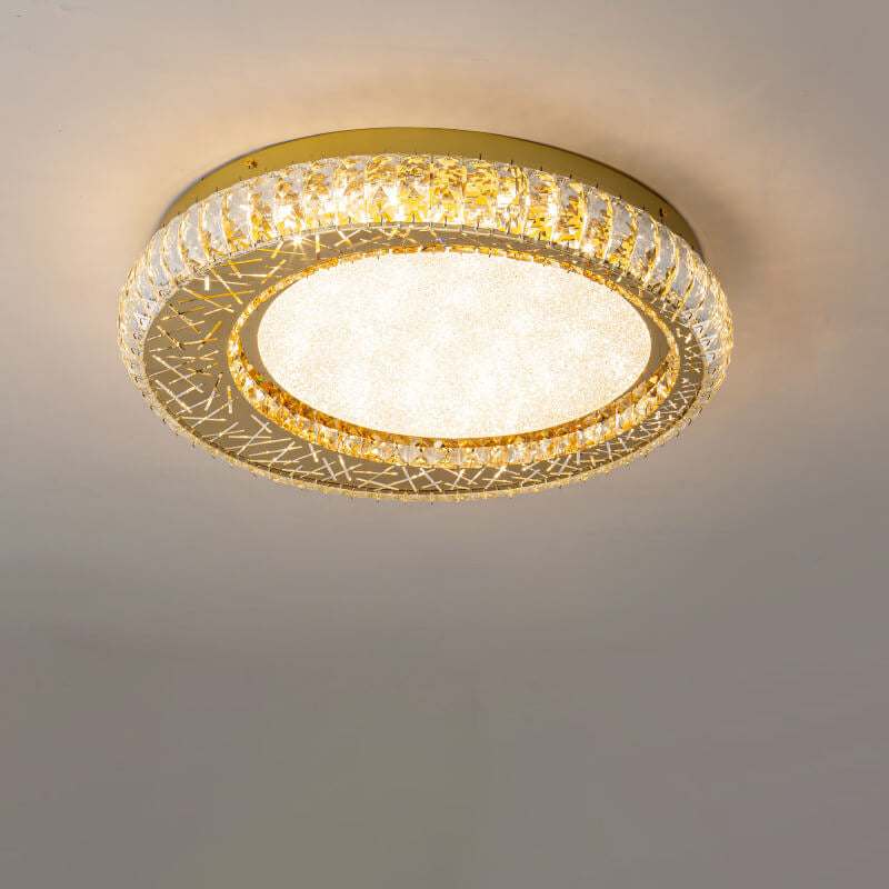 Modern Luxury Crystal Bird Nest Round LED Flush Mount Ceiling Light