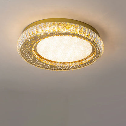Modern Luxury Crystal Bird Nest Round LED Flush Mount Ceiling Light