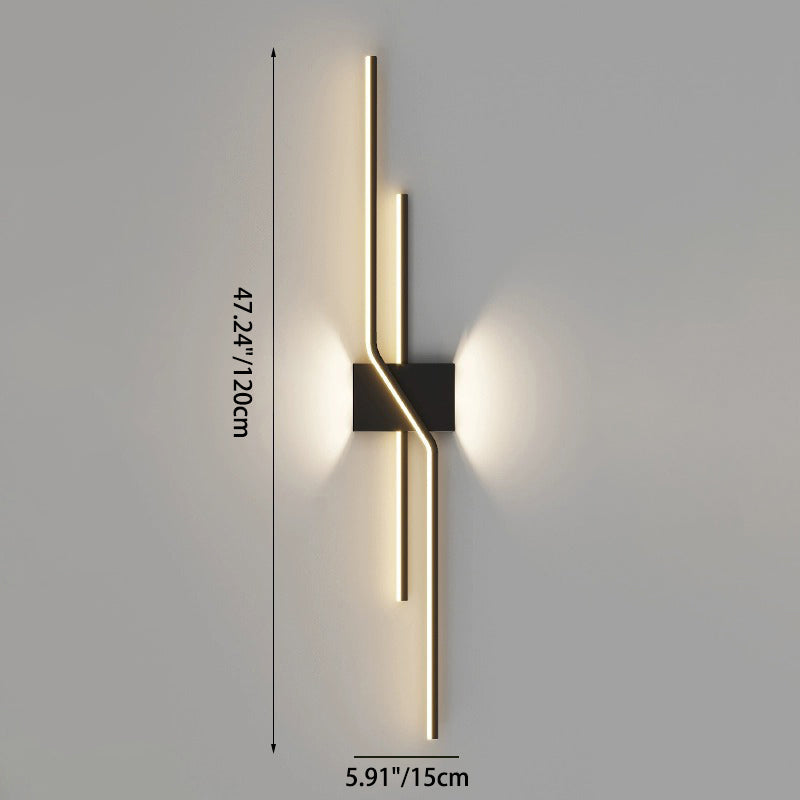 Modern Minimalist Aluminum Geometric Long Straight Line LED Wall Sconce Lamp For Living Room