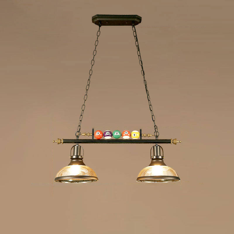 Contemporary Industrial Billiard Round Strip Iron Glass 2/3 Light Island Light Chandelier For Dining Room