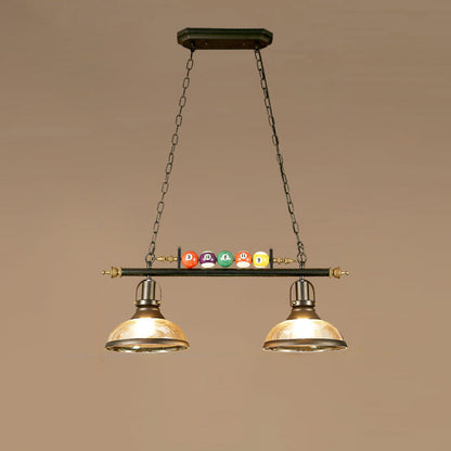 Contemporary Industrial Billiard Round Strip Iron Glass 2/3 Light Island Light Chandelier For Dining Room
