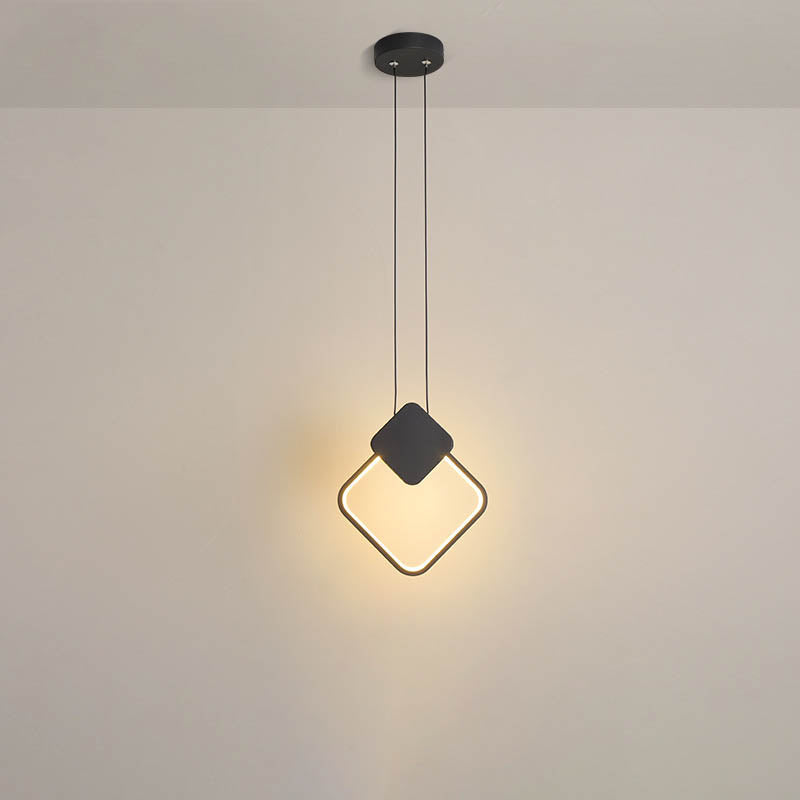 مصباح LED دائري هندسي من الحديد بتصميم بسيط وعصري لغرفة النوم 