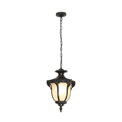 Traditional European Waterproof Aluminum Frame Glass Shade 1-Light Pendant Light For Garden
