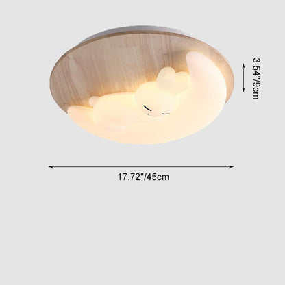 モダンアールデコ調飛行機雲月アクリル木製LEDフラッシュマウントシーリングライトリビングルーム用
