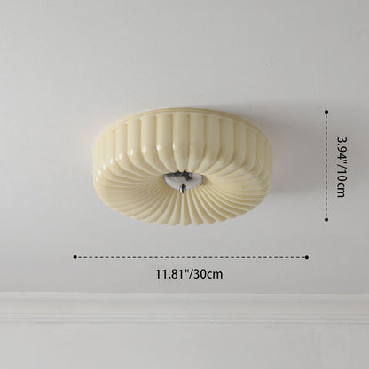 Contemporary Nordic Striped Glass Round LED Flush Mount Ceiling Light For Living Room