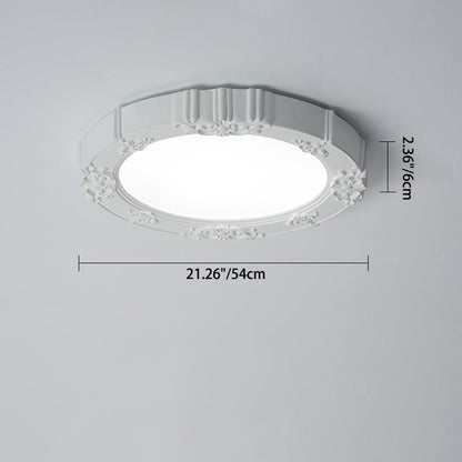 Traditional Vintage Round Petal Iron Resin Acrylic LED Flush Mount Ceiling Light For Bedroom