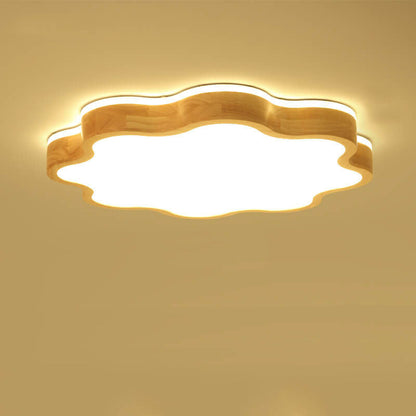 Nordic Flower Shape Wooden LED Flush Mount Ceiling Light