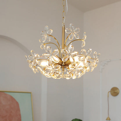 Traditional Vintage Petal Iron Crystal 6/8 Light Island Light Chandelier For Bedroom