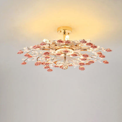 Modern Luxury Rose Iron Ceramic Crystal 6/7/8 Light Chandelier