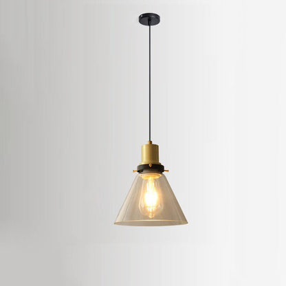 Vintage Minimalist Semi-Circular Cone Cup Iron Glass 1-Light Pendant Light
