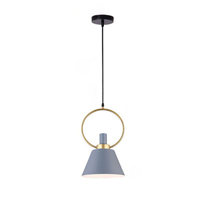 Contemporary Nordic Cone Shade Gold Ring 1-Light Pendant Light For Dining Room