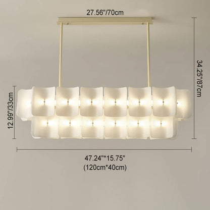 Modern Creative Round Rectangle Iron Aluminum PMMA LED Island Light Chandelier