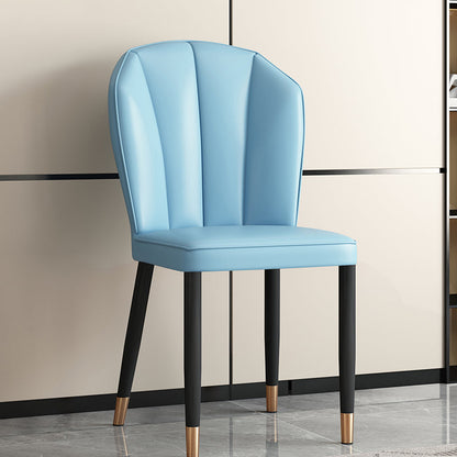 Modern Luxury Artificial Leather Carbon Steel Sponge Square Shell Dining Chair Backrest For Dining Room