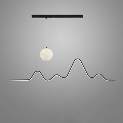 Modern Minimalist Corrugated Aluminum Strip PLA 3D Moon Shade LED Island Light Chandelier For Dining Room