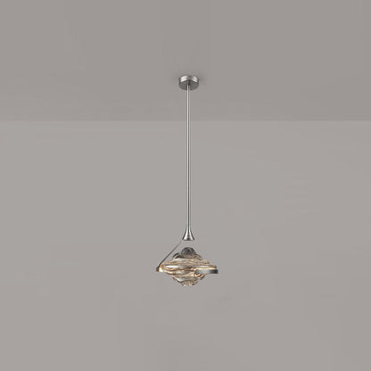 Modern Minimalist Irregular Diamond Iron Glass LED Pendant Light For Bedroom