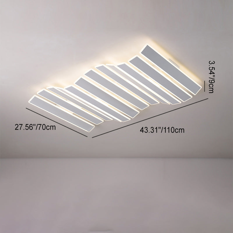 現代的なシンプルさを演出するアクリル製ストライプ模様の魚の骨型LEDフラッシュマウントシーリングライト（リビングルーム用）