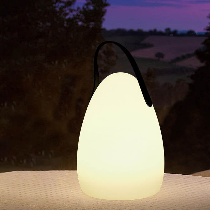 モダンでシンプルなプラスチック製ラウンドスクエアハンドLEDテーブルランプ（屋外パティオ用） 