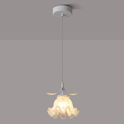 Contemporary Scandinavian Bellflower Iron Glass 1-Light Pendant Light For Living Room