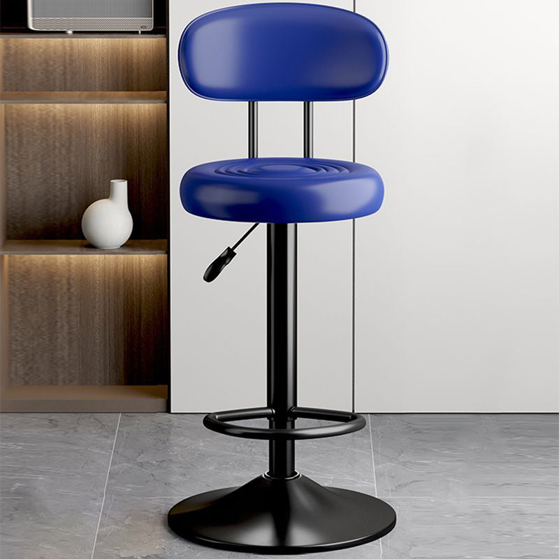 Contemporary Luxury Round Faux Leather Upholstered Swivel Bar Stool Height Adjustable Footrest For Dining Room