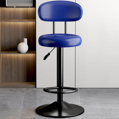 Contemporary Luxury Round Faux Leather Upholstered Swivel Bar Stool Height Adjustable Footrest For Dining Room