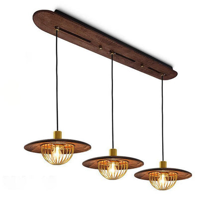 Industrial Simple Light Luxury Wooden Disc 1/2/3-Light Island Light Chandelier