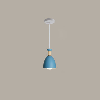 Modern Minimalist Round Cone Iron Wood 1/3 Light Island Light Chandelier For Dining Room