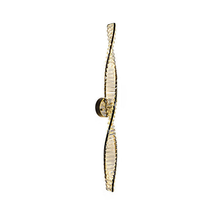 Contemporary Scandinavian Copper Crystal Twisted Design LED Wall Sconce Lamp For Living Room