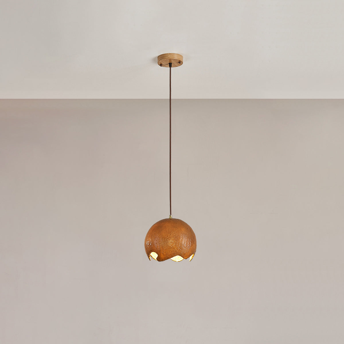 Traditional Japanese Iron Resin Cracked Eggshell Design 1-Light Pendant Light For Dining Room