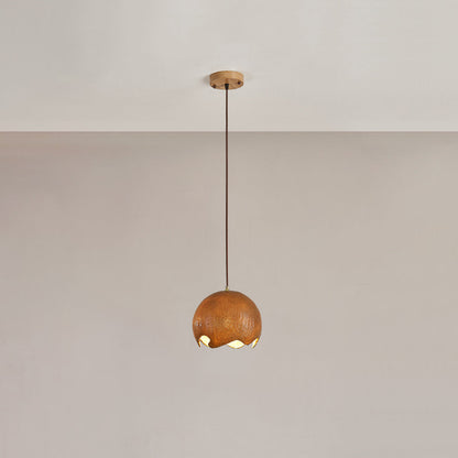 Traditional Japanese Iron Resin Cracked Eggshell Design 1-Light Pendant Light For Dining Room