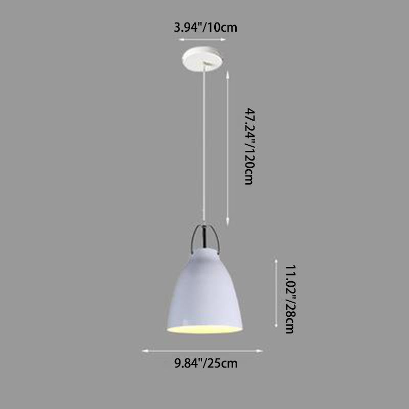 Contemporary Nordic Aluminum Bell 1-Light Pendant Light For Dining Room