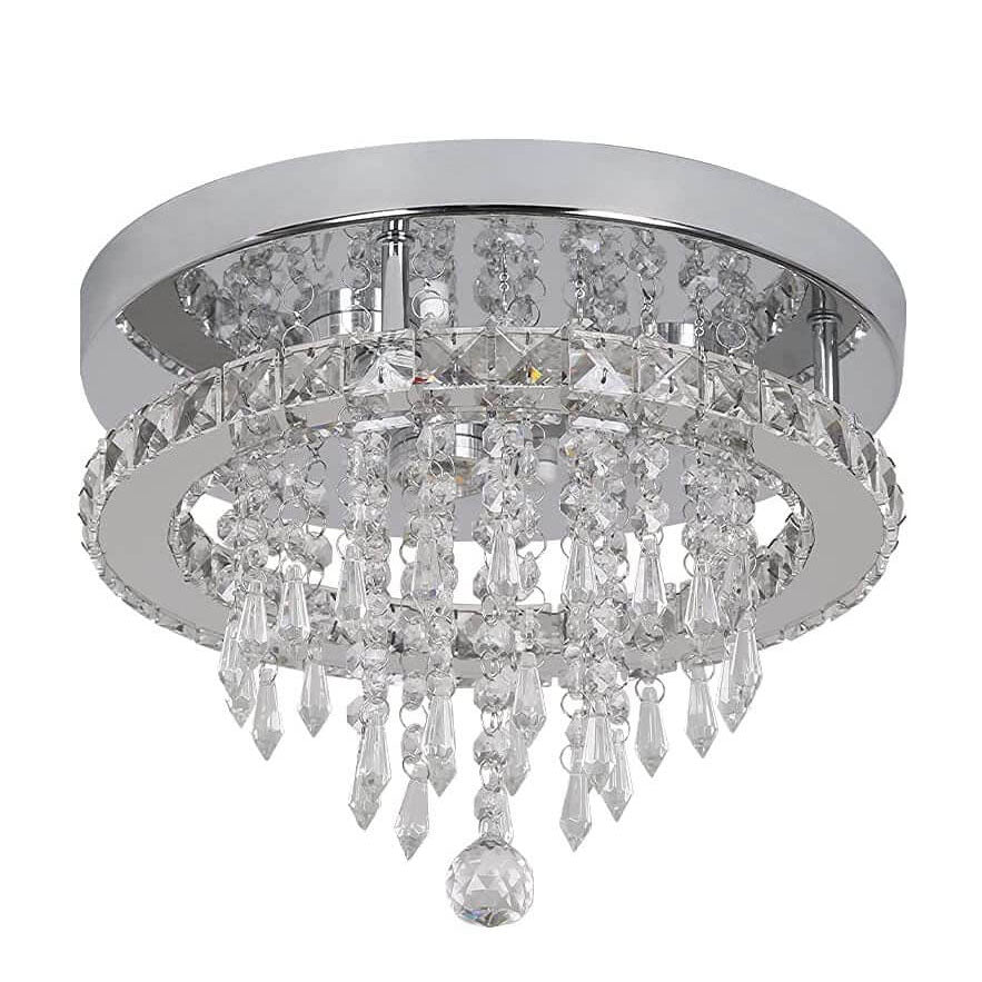 Modern Light Luxury Round Crystal LED Flush Mount Ceiling Light