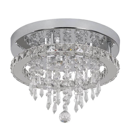 Modern Light Luxury Round Crystal LED Flush Mount Ceiling Light