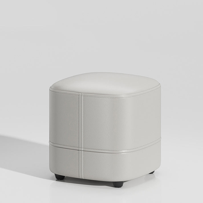 Modern Minimalist Square Leather Solid Wood Vanity Stool For Bedroom
