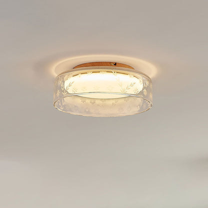 Modern Minimalist Round Metal Acrylic Glass LED Flush Mount Ceiling Light For Bedroom