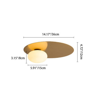 Modern Minimalist Oval Hardware Glass LED Flush Mount Ceiling Light For Living Room