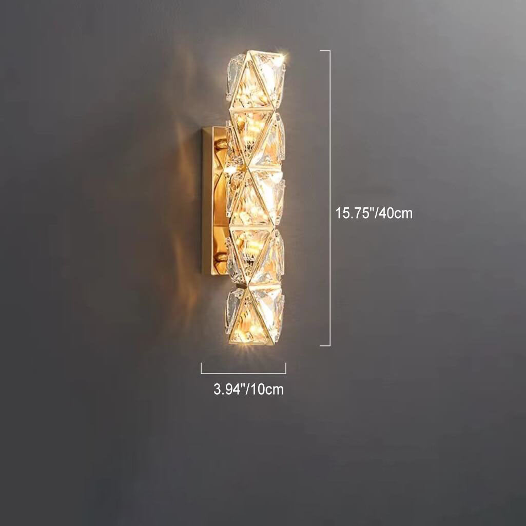 مصباح حائط LED عصري فاخر من الكريستال الذهبي مع نسيج الماس 