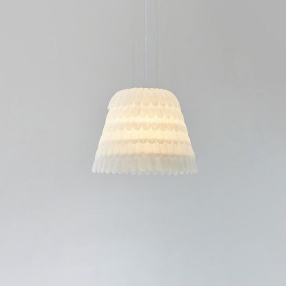 Modern Art Deco Imitation Feather Tiered Acrylic Shade 1/5-Light Pendant Light For Bedroom