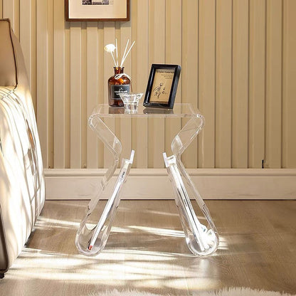 Modern Simplicity Irregular Curved PMMA Side Table For Bedroom