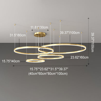 ثريا LED دائرية من الحديد والألومنيوم والأكريليك متعددة الطبقات بتصميم عصري بسيط لغرفة المعيشة 