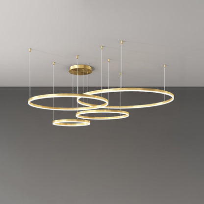 ثريا LED دائرية من الحديد والألومنيوم والأكريليك متعددة الطبقات بتصميم عصري بسيط لغرفة المعيشة 