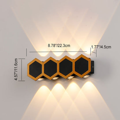 Contemporary Creative Waterproof Aluminum Honeycomb Shape PC Lens LED Wall Sconce Lamp For Outdoor Patio