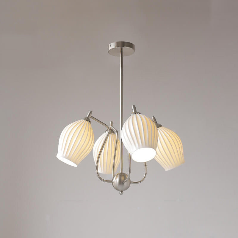 Vintage Minimalist Tulip Ceramic 4/6 Light Chandelier